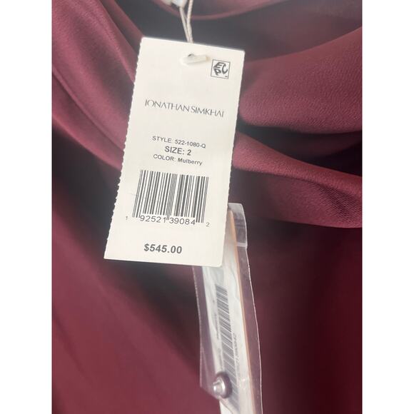 NWT - Jonathan Simkhai’s Cameron satin mini dress in Mulberry - Size 2 - Picture 4 of 6